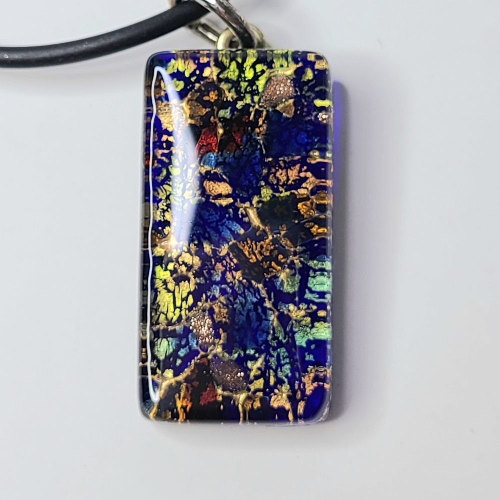 Vintage Vetro di Murano Made In Italy Glass Square Pendant Necklace